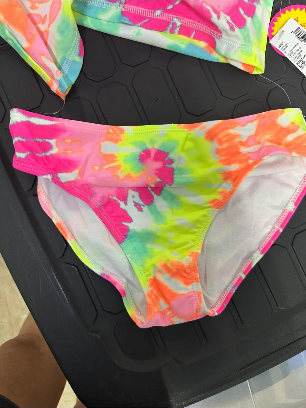 Girls Tie-Dye Rash Guard Swim Set - Neon Pink & Lime